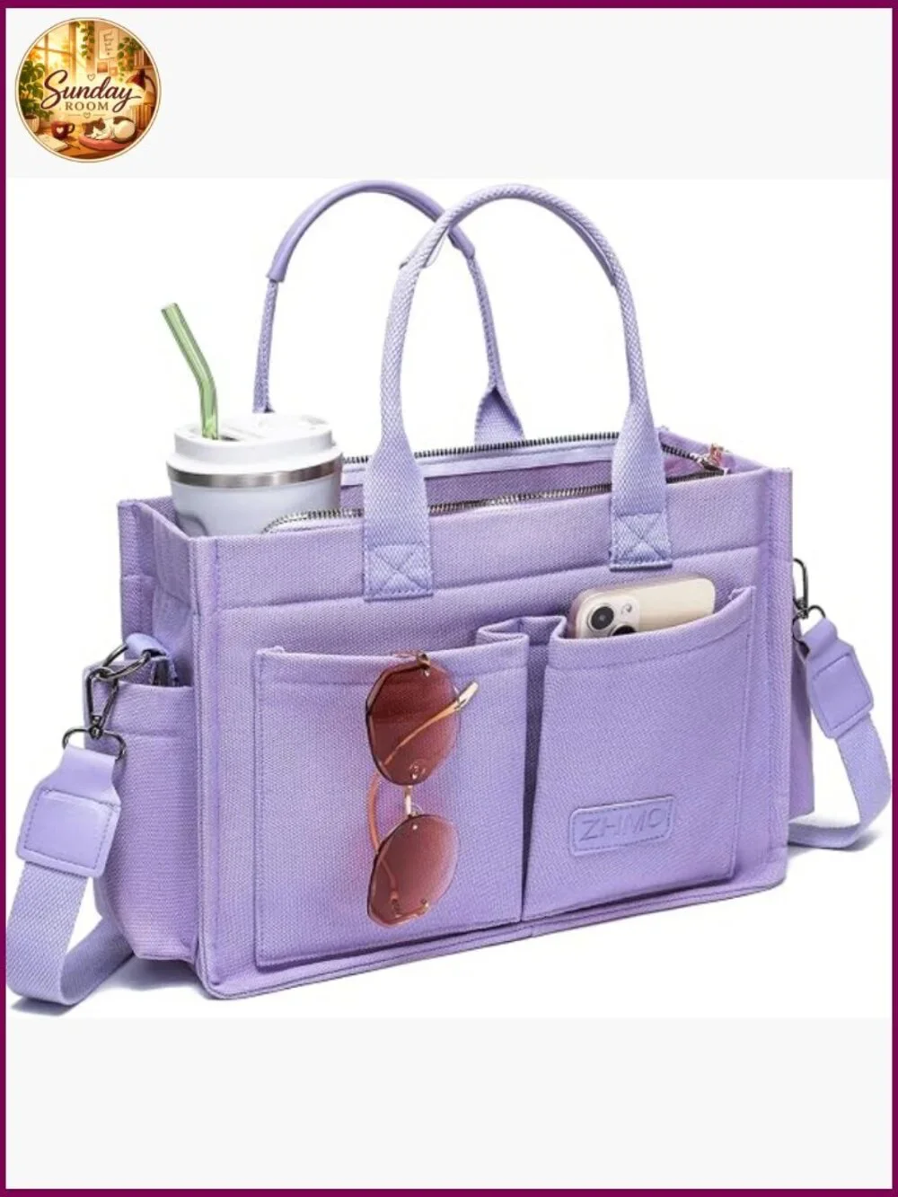 Canvas Tote Bag Large Laptop Work Bag Crossbody Shoulder Purse Travel